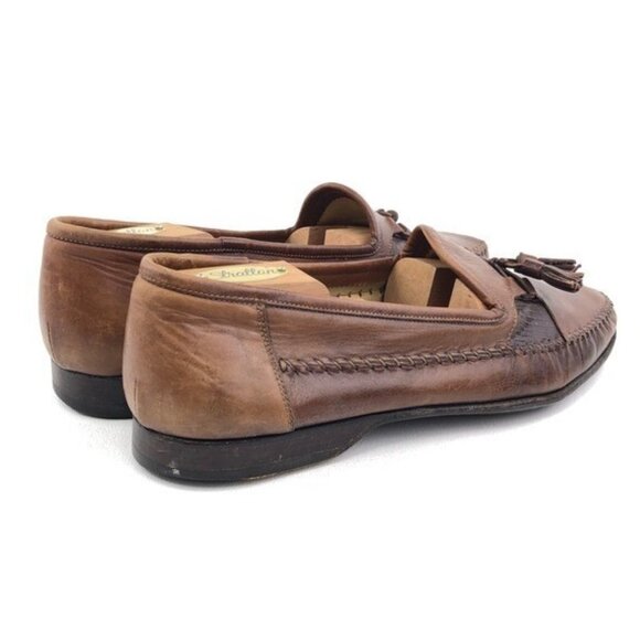 Santoni Brown Leather Kiltie Tassel Loafers 11D main image 4